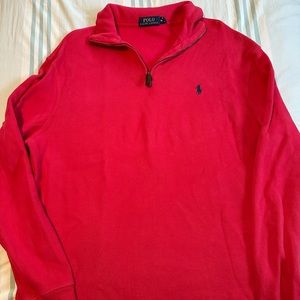 Men’s red polo 1/4 zip sweater
